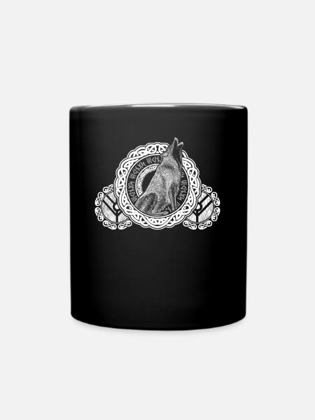 Wolf Odins Wölfe Odhin Wikinger Schild - Tasse einfarbig - Schwarz