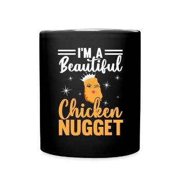 Ich bin ein schönes Hühnchen Nugget Nug Life Nuggi - Tasse einfarbig - Schwarz - Vorne
