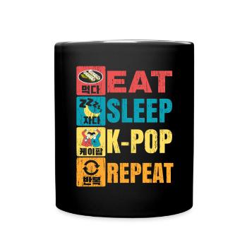Eat Sleep K-Pop Répéter la musique coréenne Corée du Sud - Mug uni - noir - Devant