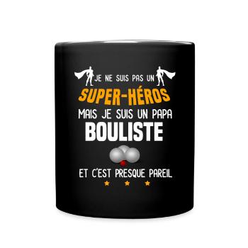 papa bouliste super héros père pétanque - Mug uni - noir - Devant