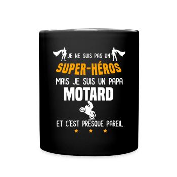 papa motard super héros père moto - Mug uni - noir - Devant