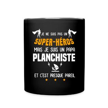 papa planchiste super héros père voile - Mug uni - noir - Devant