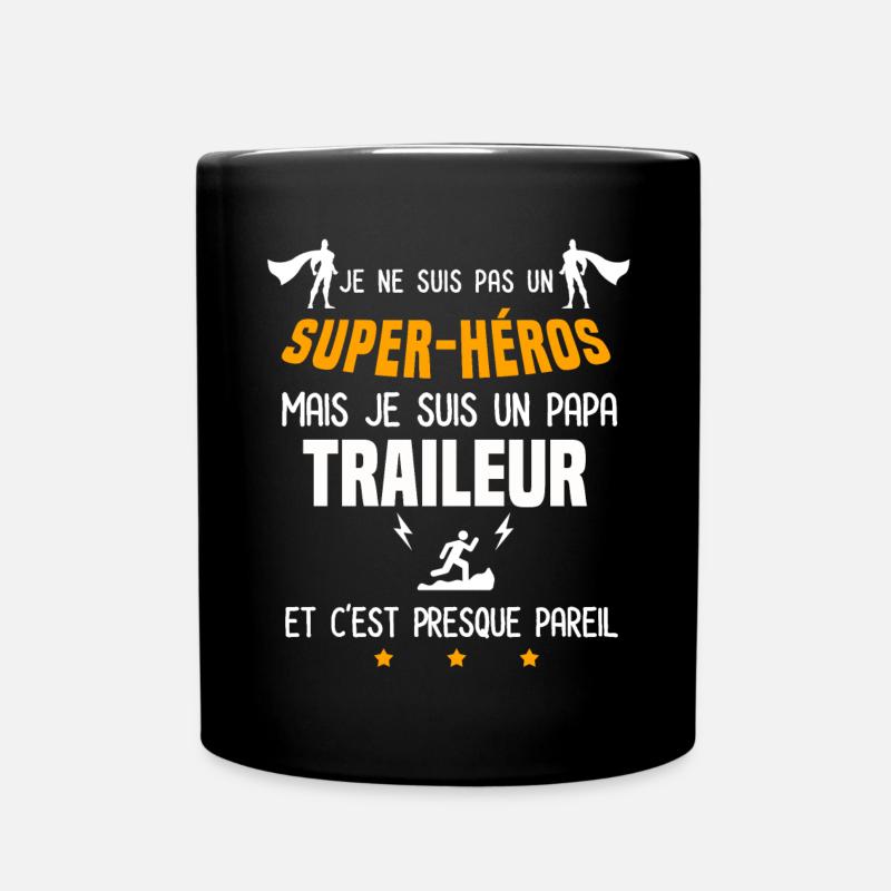 papa traileur super héros père trail - Mug uni - noir