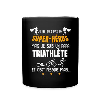 papa triathlète super héros père triathlon - Mug uni - noir - Devant
