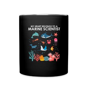Le cœur appartient au scientifique marin Biologiste marin - Mug uni - noir - Devant