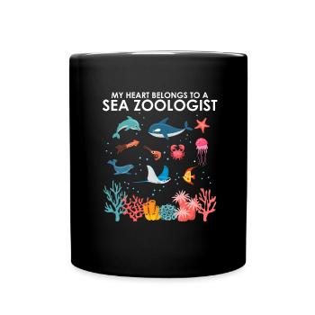Heart belongs to marine zoologist Marine Biology Sea - Full Colour Mug - black - Front