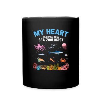 Heart belongs to marine zoologist Marine Biology Sea - Full Colour Mug - black - Front