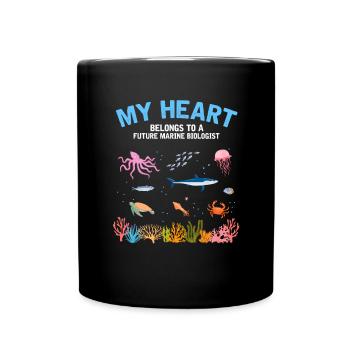 Heart belongs to marine biologist Marine biology sea - Full Colour Mug - black - Front