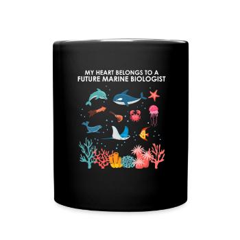Heart belongs to marine biologist Marine biology sea - Full Colour Mug - black - Front