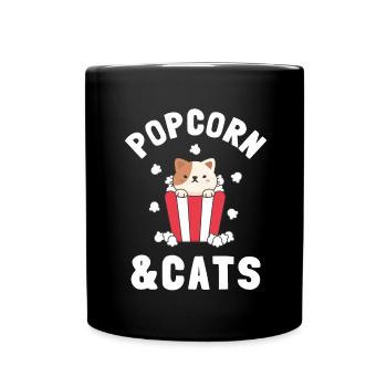 Popcorn Machine Movie Lover Theater Cinema - Full Colour Mug - black - Front