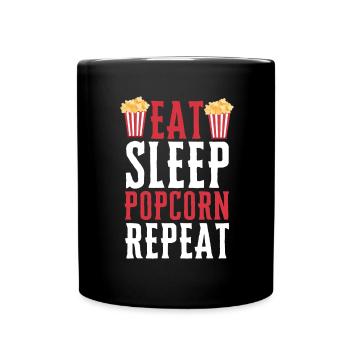 Popcorn Machine Movie Lover Theater Cinema - Full Colour Mug - black - Front