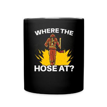 Wo der Schlauch bei der Brandbekämpfung Feuerwehrm - Tasse einfarbig - Schwarz - Vorne