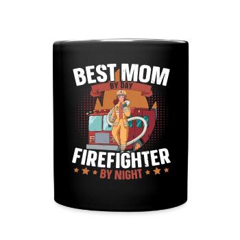 Meilleure mère pompier de jour au feu de nuit - Mug uni - noir - Devant