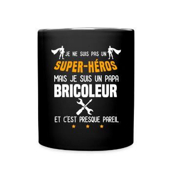 papa bricoleur super héros papa bricolage - Mug uni - noir - Devant