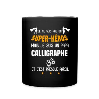 papa calligraphe super héros papa calligraphie - Mug uni - noir - Devant