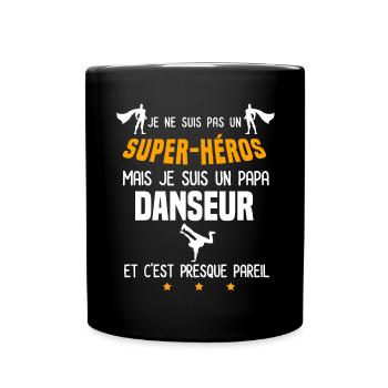 papa danseur super héros papa danse - Mug uni - noir - Devant