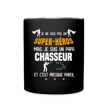 papa chasseur super héros papa musique - Mug uni - noir - Devant