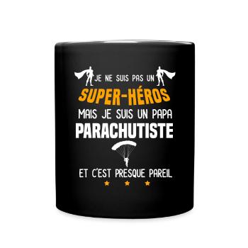 papa parachutiste super héros papa musique - Mug uni - noir - Devant