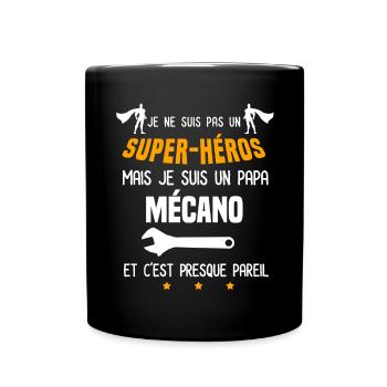 papa mécano super héros papa mécanique - Mug uni - noir - Devant
