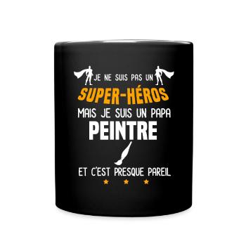 papa peintre super héros papa pêche - Mug uni - noir - Devant