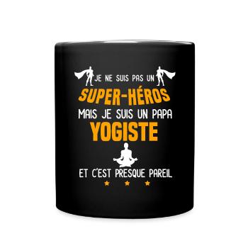 papa yogiste super héros papa voyage - Mug uni - noir - Devant