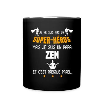 papa zen super héros papa yoga - Mug uni - noir - Devant