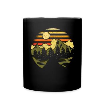 Wandern Hiker Outdoor Camping Natur Wald Retro - Tasse einfarbig - Schwarz - Vorne