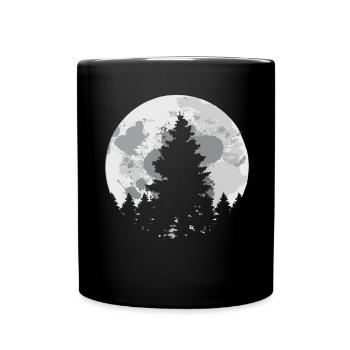 Camping Wohnmobil | Wanderer | Vollmond Und - Tasse einfarbig - Schwarz - Vorne