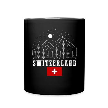Schweiz Flagge | Schweizer Berge - Tasse einfarbig - Schwarz - Vorne