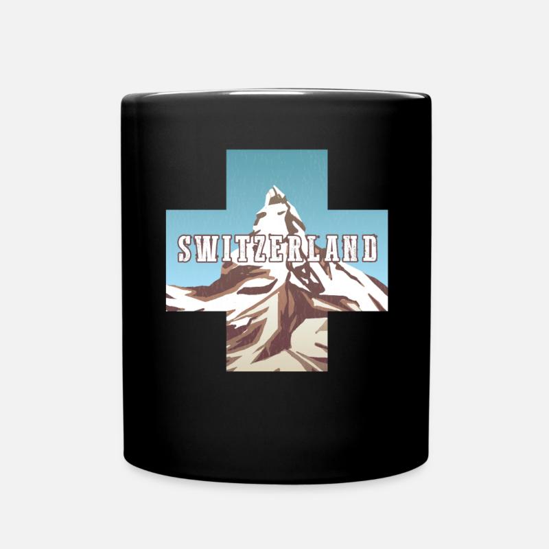 Schweiz-flagge | Schweizer Alpen | Schweiz - Tasse einfarbig - Schwarz