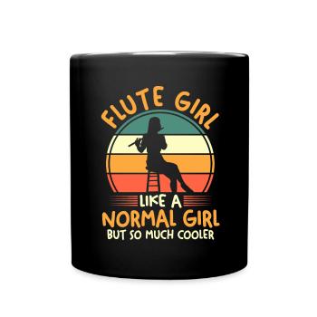Musicien Flûte Fille Comme Une Fille Normale, - Mug uni - noir - Devant
