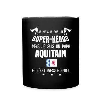 papa aquitain homme super héros papa aquitaine - Mug uni - noir - Devant