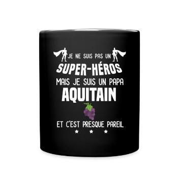 papa aquitain vigne super héros papa aquitaine - Mug uni - noir - Devant