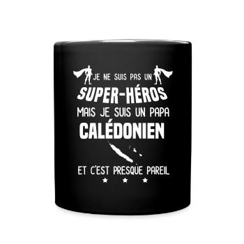 papa Caledonien homme super héros papa calédonie - Mug uni - noir - Devant