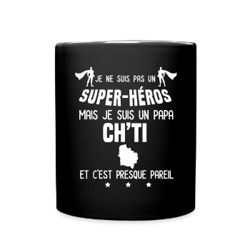 papa ch'ti super héros papa nord - Mug uni - noir - Devant