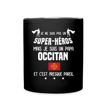 papa occitan drapeau super héros papa occitanie - Mug uni - noir - Devant