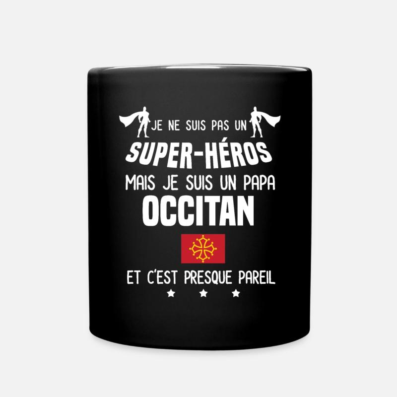 papa occitan drapeau super héros papa occitanie - Mug uni - noir