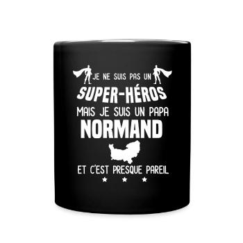 papa normand région super héros papa normandie - Mug uni - noir - Devant
