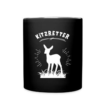 Kitzrettung Kitzretter Kitze Retten Tierschutz Reh - Tasse einfarbig - Schwarz - Vorne