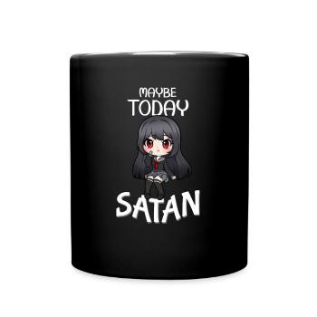 Maybe Today Satan I Satanic Creepy Cute Anime Girl - Full Colour Mug - black - Front