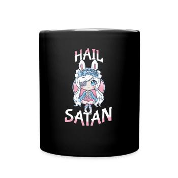 Hail Satan I Satanic Creepy Cute Anime Girl - Full Colour Mug - black - Front