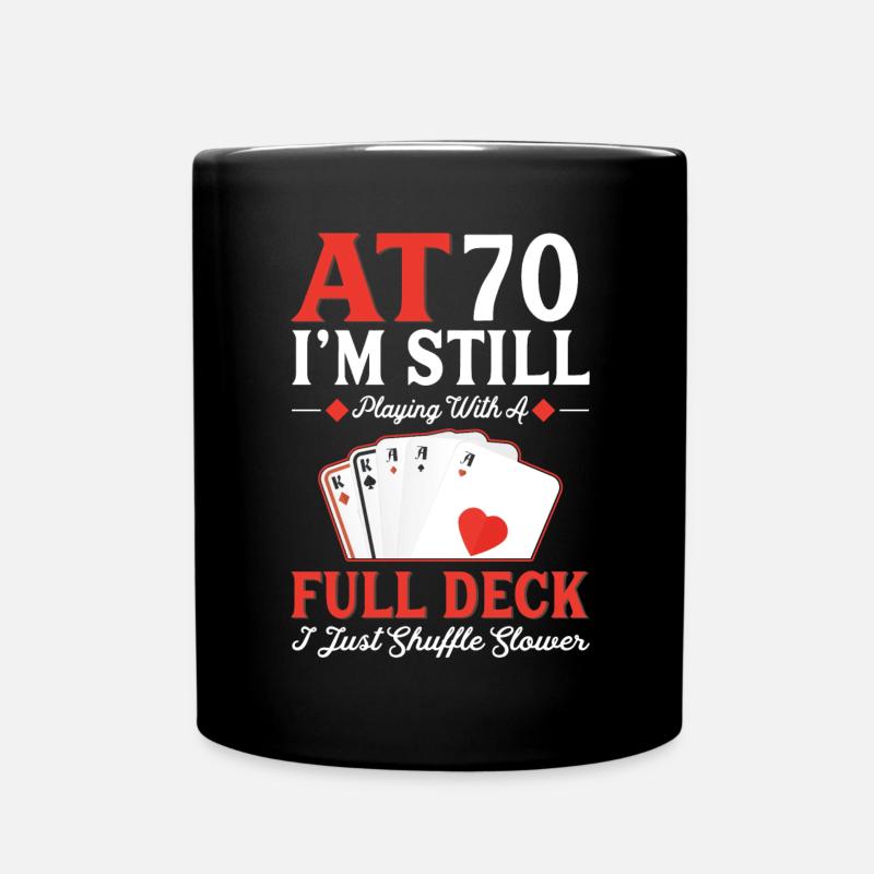 Cartes à jouer pour le 70e anniversaire - Mug uni - noir