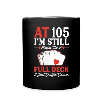 Playing cards for the 105th birthday - Full Colour Mug - black - Front