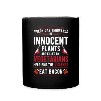 Violence végétarienne Nourriture Bacon - Mug uni - noir - Devant