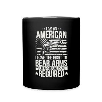 Ich bin ein Amerikaner und habe das Recht, Waffen - Tasse einfarbig - Schwarz - Vorne