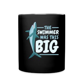 Der Schwimmer war dieser große Hai Meeresbiologie - Tasse einfarbig - Schwarz - Vorne