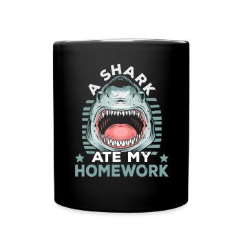 Un requin a mangé mes devoirs Mers de requins - Mug uni - noir - Devant