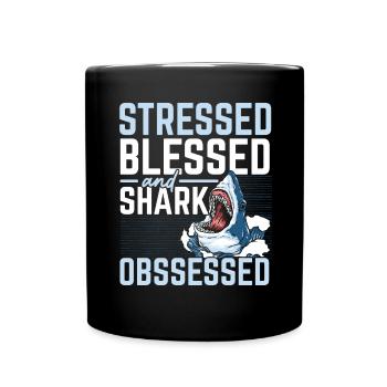 Stressé, béni et obsédé par les requins Meeresb - Mug uni - noir - Devant