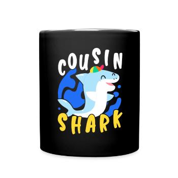 Cousin Shark Lover Marine Biology Marine Animal - Full Colour Mug - black - Front