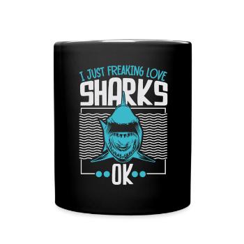 I just love sharks marine biology sea - Full Colour Mug - black - Front